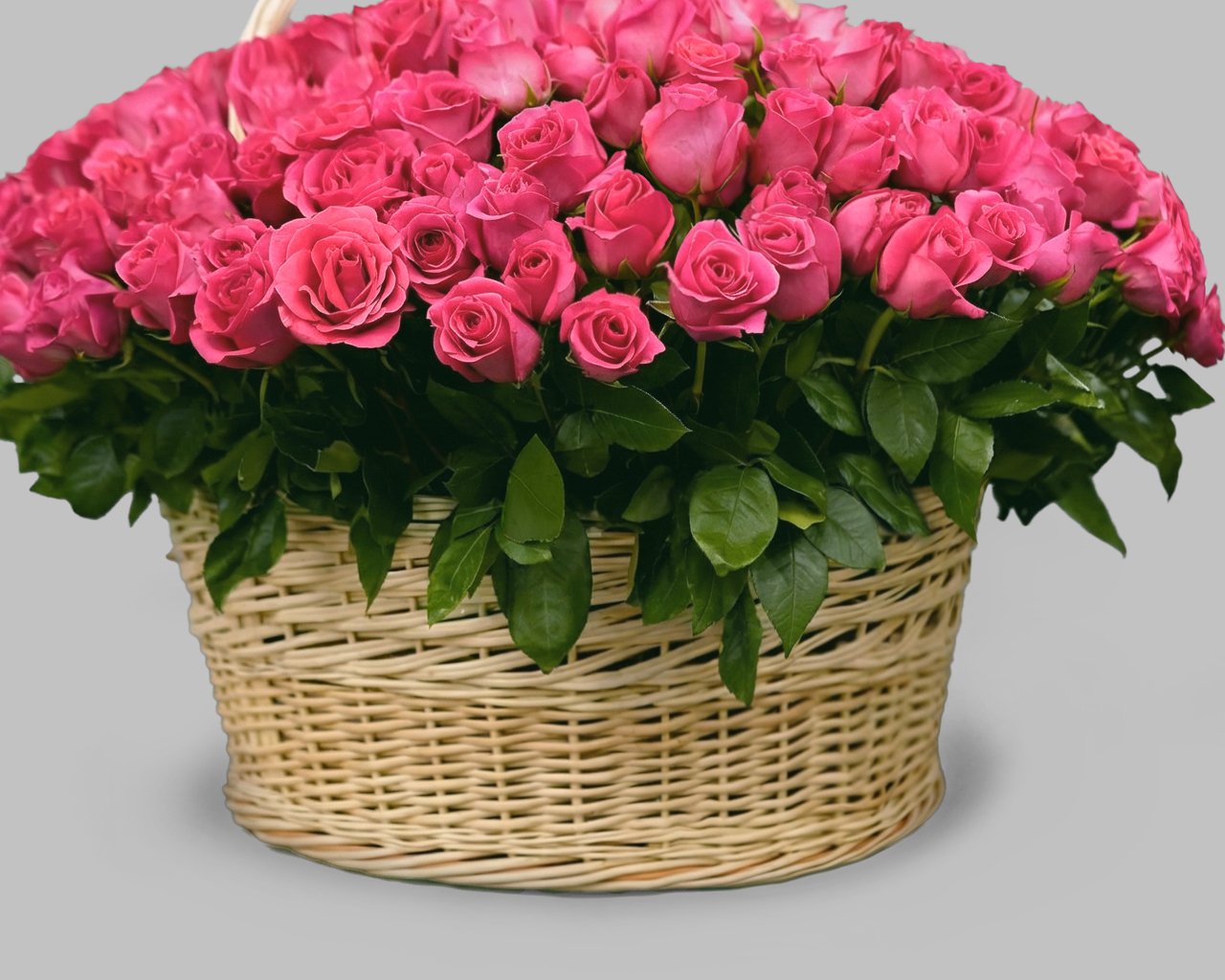 Корзина цветов из 351 розовой розы 50-60 см (Эквадор) - 2