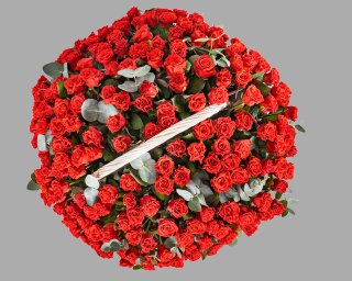 Корзина цветов из 201 розы 50-60 см (Россия) с эвкалиптом  small - 3