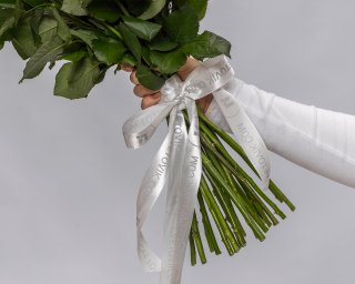 Букет из 25 роз нежный микс 50-60 см (Россия) под атласную ленту  small - 3