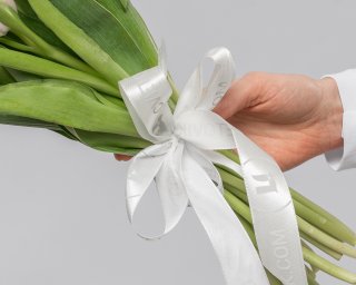 Букет из 15 тюльпанов пионовидных микс под ленту  small - 4