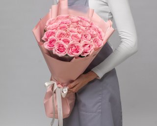 Букет из 25 розовых роз 50-60 см в упаковке  small - 2