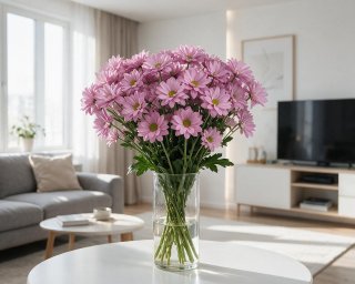 Пачка из 5 фиолетовых кустовых хризантем Бакарди  small - 4