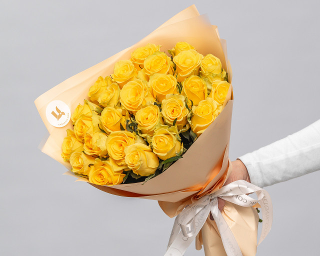 Букет из желтых роз 35-40 см (Россия) в упаковке    25 шт - 1