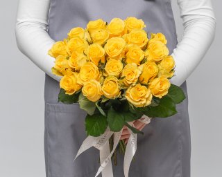 Букет из желтых роз 35-40 см (Россия) под ленту    25 шт small - 3