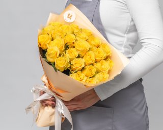 Букет из желтых роз 35-40 см (Россия) в упаковке    25 шт small - 2